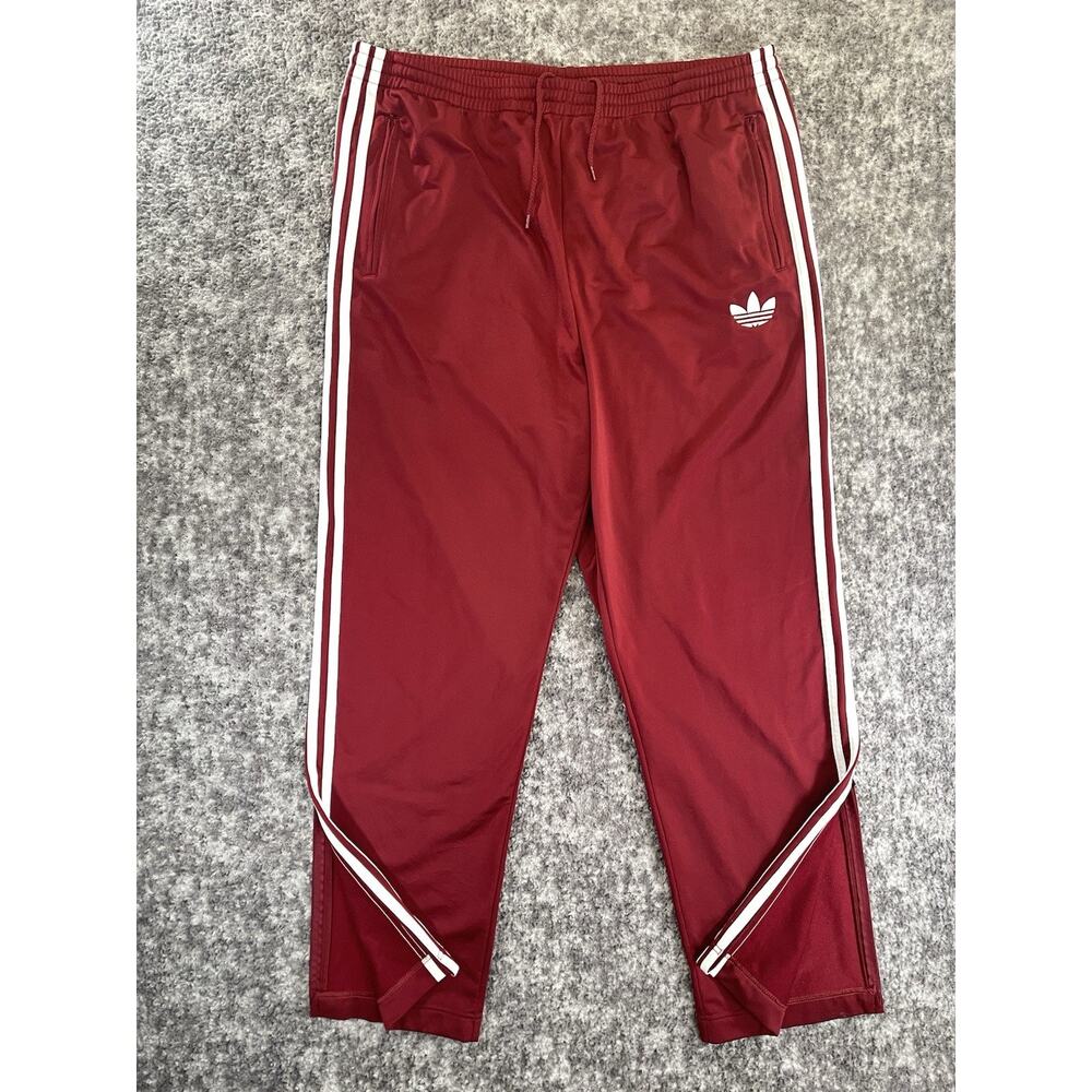 Men's Adidas Originals Red Hip Hop Track Suit Pants XXL Athletic Maroon Burgandy